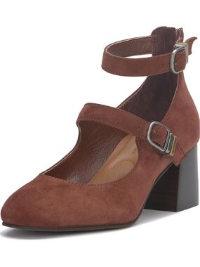 Lucky Brand Brown Suede Double-Ankle Strap Block Heel